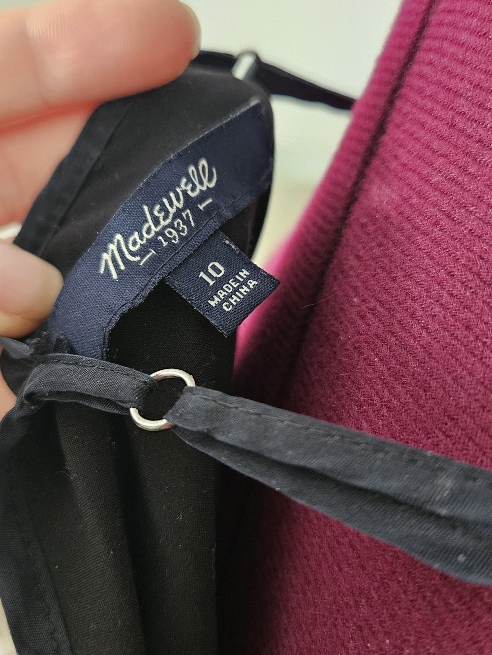 Madewell Drawstring Racerback 100% Silk Daybreak Dress Size 10 Black/Navy - Picture 4 of 5